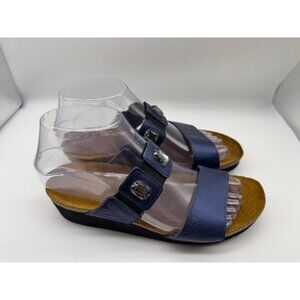 NAOT Michele Rhinestone Jeweled Leather Comfort Blue Walking Sandal 37 US 6/6.5